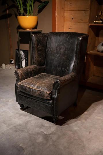 Runderleren Heren Fauteuil XL vintage beschikbaar voor biedingen