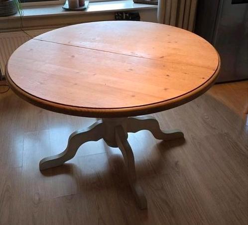 Oud grenen ronde tafel 120cm naar 160 cm ovaal, Huis en Inrichting, Tafels | Salontafels, Zo goed als nieuw, 100 tot 150 cm, Ovaal