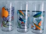 Retro vintage Franse longdrink glazen garden fruit vogels, Huis en Inrichting, Keuken | Servies, Ophalen of Verzenden, Glas, Overige stijlen