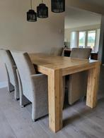 Eettafel 180 x 90 en 4 H&H eetkamerstoelen met wieltjes, Huis en Inrichting, Tafels | Eettafels, Ophalen, Gebruikt, 50 tot 100 cm