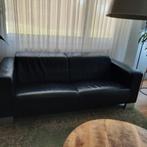 zwart leren bank, Huis en Inrichting, Banken | Bankstellen, Ophalen, Gebruikt, 75 tot 100 cm