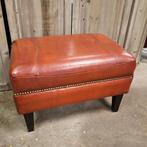 Poef in schapenleer cognac NIEUW in Chesterfield stijl, Ophalen, Minder dan 50 cm, Gebruikt, Leer