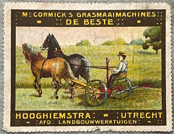 antieke sluitzegel Mc Cormick Hooghiemstra Utrecht landbouw, Verzamelen, Merken en Reclamevoorwerpen, Gebruikt, Reclamebord, Ophalen of Verzenden