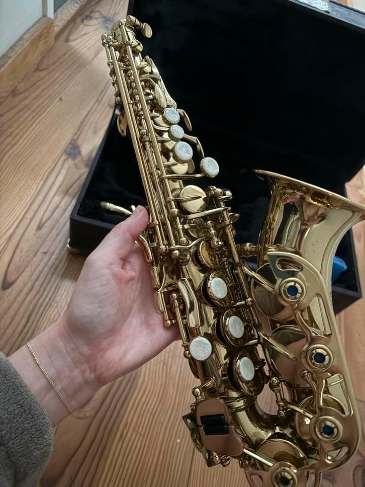 Belcanto C342 Sopraan Saxofoon - Klein Model, Muziek en Instrumenten, Blaasinstrumenten | Saxofoons, Gebruikt, Sopraan, Met koffer