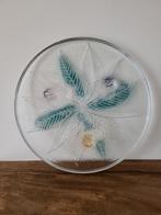 Taartplateau of hapjesschaal glas met bloemen, Ophalen of Verzenden