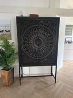 Trendy kast Ibiza bruin/zwart, Huis en Inrichting, Ophalen, Met deur(en), Teakhout, Zo goed als nieuw