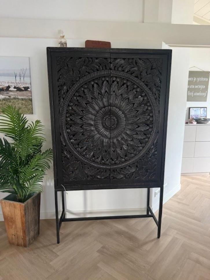 Trendy kast Ibiza bruin/zwart, Huis en Inrichting, Kasten | Wandmeubels, Zo goed als nieuw, 150 tot 200 cm, Minder dan 150 cm