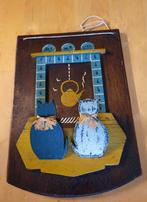 Vintage 3 D Houten Wanddecoratie Katten bij Haard, Ophalen of Verzenden, Gebruikt