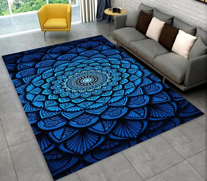 Bohemian Rechthoekig Vloerkleed 13 Tapijt Blauw Mandala Hip, Huis en Inrichting, Stoffering | Tapijten en Kleden, Nieuw, Rechthoekig