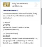 Gratis 20.000 Amex punten, Eén persoon, Kortingsbon, Overige typen