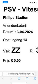 Wedstrijdkaarten PSV-Vitesse 13 april, Tickets en Kaartjes, April, Twee personen