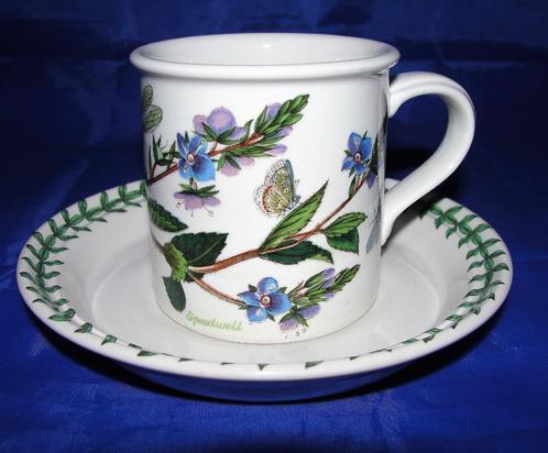Portmeirion Botanic Garden kop & schotel Veronica Chamaedrys, Huis en Inrichting, Keuken | Servies, Zo goed als nieuw, Kop(pen) en/of Schotel(s)