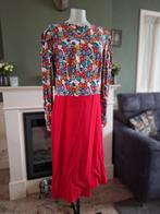 Gehaakte bloemen look jurk tricot french terry 46 XXL, Verzenden, Maat 46/48 (XL) of groter, Zo goed als nieuw, Knielengte