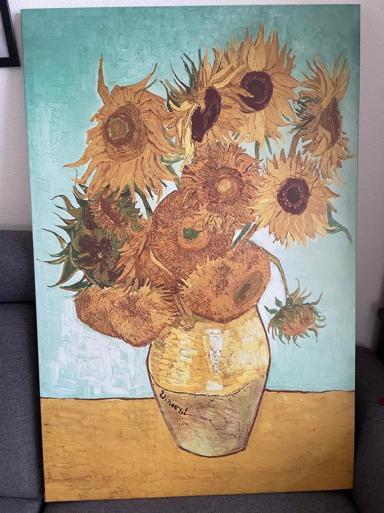 PJÄTTERYD Vaas met 12 zonnebloemen 70x100 cm, Huis en Inrichting, Woonaccessoires | Schilderijen, Tekeningen en Foto's, Ophalen