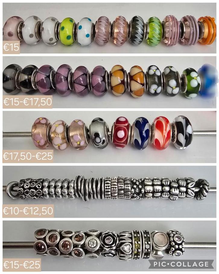 Schitterende zilveren Pandora bedels/murano's/spacers, Sieraden, Tassen en Uiterlijk, Bedels, Zo goed als nieuw, Pandora, Zilver