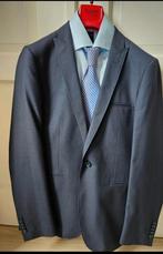 Runway blauw pak met blouse en stropdas van Profuomo, Maat 52/54 (L), Blauw, Ophalen of Verzenden, Zo goed als nieuw