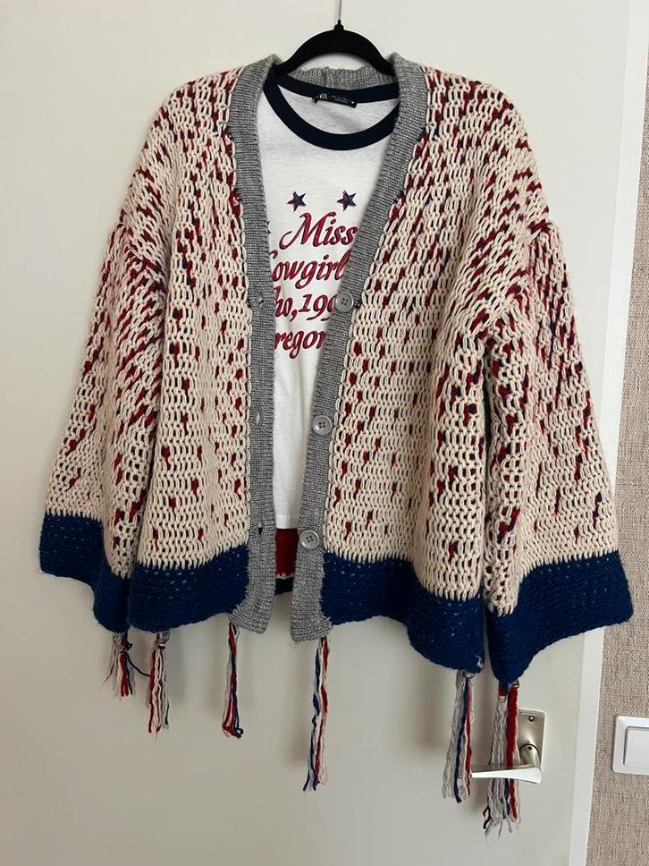 Grof gebreid vest met franje zara, Kleding | Dames, Truien en Vesten, Nieuw, Maat 38/40 (M), Overige kleuren, Ophalen of Verzenden