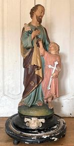 Brocante oud Jozef met kindje beeld / Jezus beeld gips, Antiek en Kunst, Curiosa en Brocante, Ophalen of Verzenden