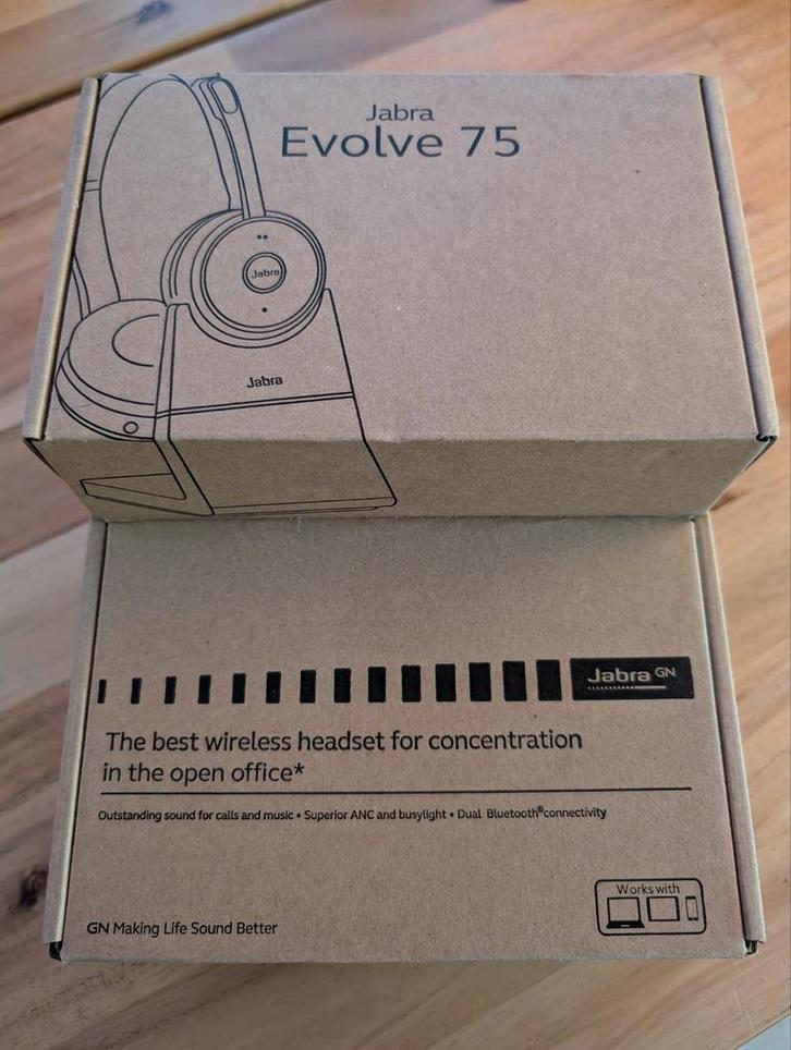 Jabra Evolve 75 MS Stereo, Audio, Tv en Foto, Koptelefoons, Nieuw, Op oor (supra aural), Overige merken, Draadloos, Bluetooth