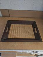 Houten dienblad - rotan binnenkant - Dienbladen, Onbekend, Ophalen of Verzenden, Zo goed als nieuw, Onbekend