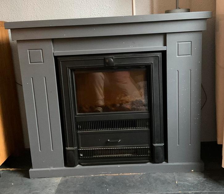 Elektrische sfeerhaard met houten ombouw, Huis en Inrichting, Haarden, Zo goed als nieuw, Elektrische haard, Ophalen