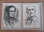 Lou Strik Houtsnede portretten J.en W Blijdenstein 1960, Antiek en Kunst, Kunst | Etsen en Gravures, Ophalen of Verzenden