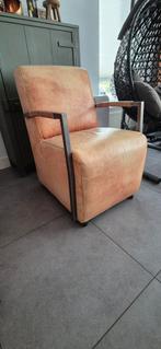 Leren Fauteuil / eetkamerstoelen op wieltjes! 2 stuks, Ophalen, Gebruikt, 75 tot 100 cm, 50 tot 75 cm