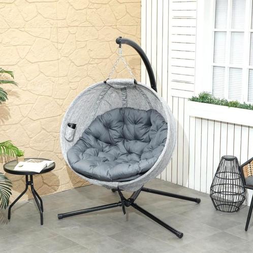 Hangstoel met standaard - Grijs eistoel  hang ei, Huis en Inrichting, Stoelen, Nieuw, Eén, Metaal, Stof, Grijs, Ophalen of Verzenden