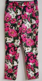 H&M groene stretchy broek met roze bloemen mt. 36, H&M, Zwart, Ophalen of Verzenden, Zo goed als nieuw