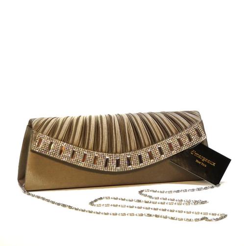 Satijnen tasje met geplooide voorkant en strass steentjes., Sieraden, Tassen en Uiterlijk, Tassen | Damestassen, Zo goed als nieuw