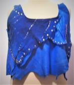 Blauwe leren hippy/festival top! M, Kleding | Dames, Tops, Maat 38/40 (M), Zonder mouw, Gedragen, Verzenden