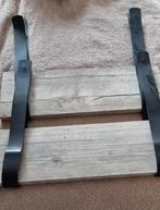 Steigerhouten planken met leren dragers., Huis en Inrichting, Woonaccessoires | Wandplanken en Boekenplanken, Ophalen, Zo goed als nieuw