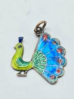 Zilveren Hanger Pauw Met Emaille, Verzenden, ., Zo goed als nieuw, .