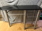 Bar tafeltje / side table / hoge keukentafel met krukjes, Ophalen, Gebruikt, 100 tot 150 cm, Metaal