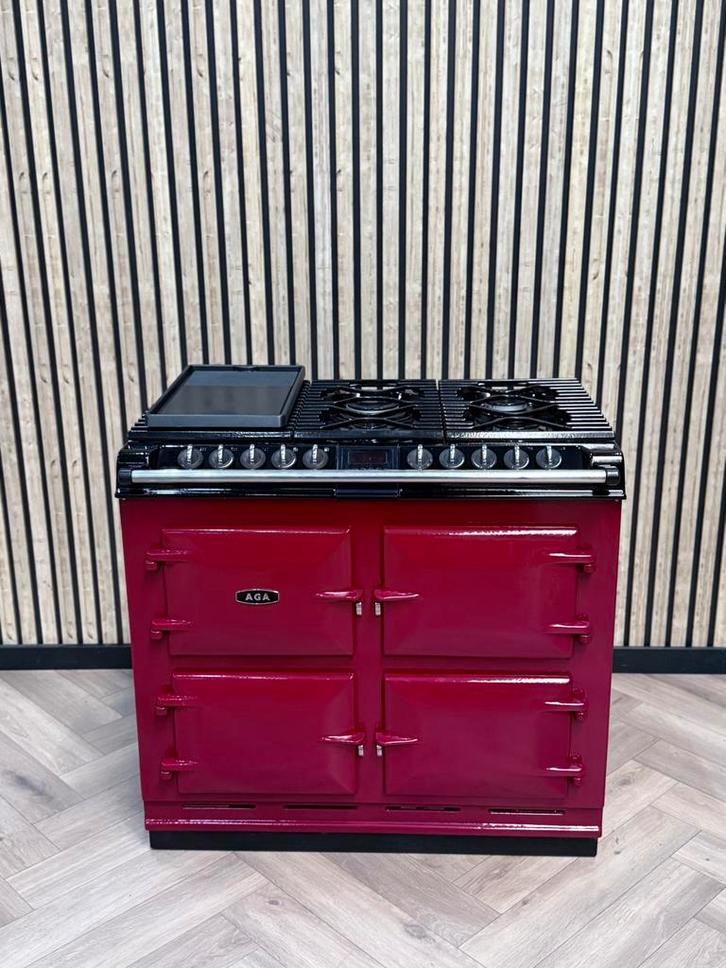 Prachtig Fornuis AGA Six Four Bordeaux Rood 4 Ovens!, Witgoed en Apparatuur, Fornuizen, Vrijstaand, Gas, 5 kookzones of meer, 90 tot 95 cm