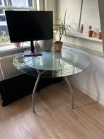 Ronde glazen tafel, Huis en Inrichting, Ophalen, 50 tot 75 cm, Rond, Glazen tafel rond