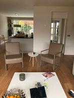 2 lederen fauteuil, taupe kleur zgan, Ophalen, Zo goed als nieuw, 75 tot 100 cm, 50 tot 75 cm