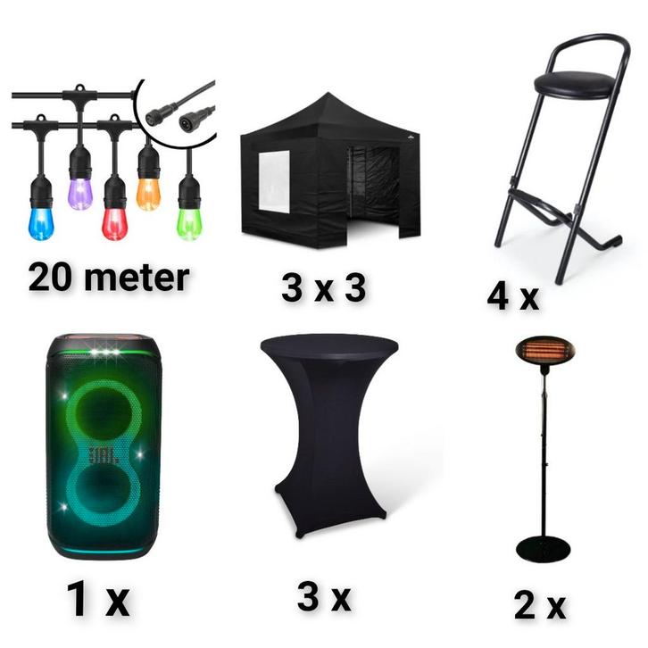 Party pakket 3 partytent 3x3 €161,-, Hobby en Vrije tijd, Feestartikelen | Verhuur, Nieuw, Overige, Ophalen of Verzenden