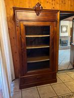 Antieke houten kast met glazen deur, Antiek en Kunst, Antiek | Meubels | Kasten, Ophalen