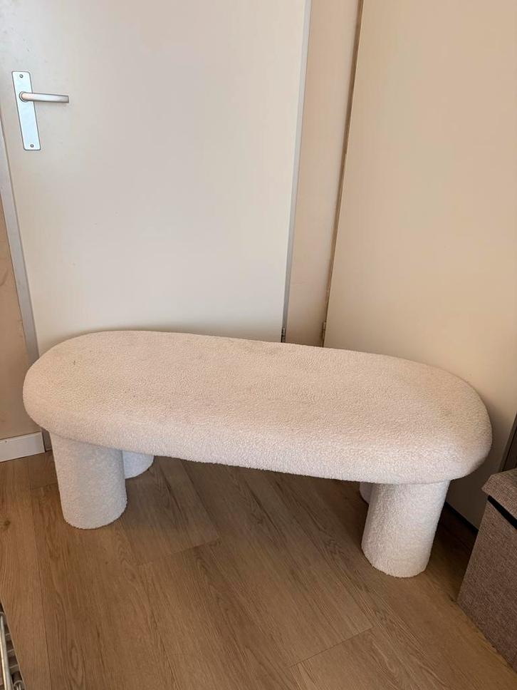 Beige Bankje - Multifunctioneel, Huis en Inrichting, Stoelen, Gebruikt, Eén, Stof, Wit, Ophalen