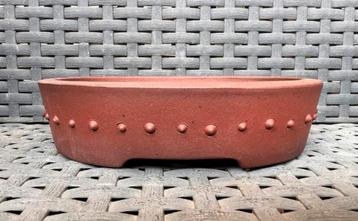 Bonsai pot handgemaakt gemerkt bruin aardewerk 14,4x10,5x3,5 beschikbaar voor biedingen