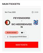 Feyenoord vs sc herenveen, Tickets en Kaartjes, Eén persoon