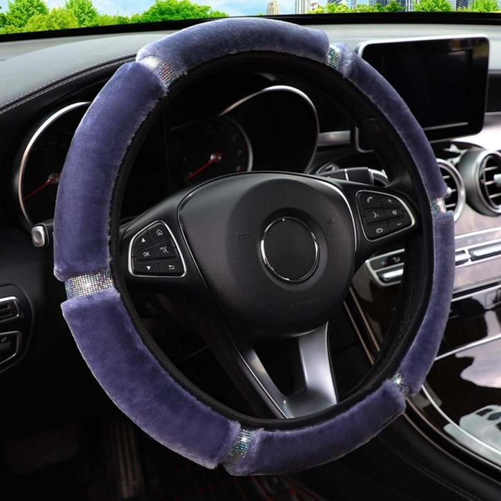 Grijze Glitter Auto Stuurhoes / Grijs Stuur Hoes Cover, Auto diversen, Auto-accessoires, Nieuw, Verzenden