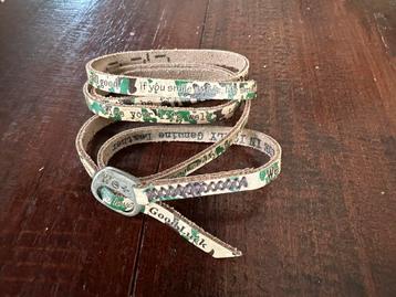 Nieuw leren heren wikkelarmband WE+ Positive leger groen L86 beschikbaar voor biedingen