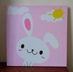 Decoratief canvas met een schattig wit konijntje, Minder dan 50 cm, Gebruikt, Overige typen, Ophalen of Verzenden
