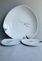 Flora Plateel Gouda schalen borden Capri fifties grijs zwart, Ophalen of Verzenden