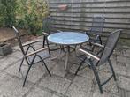 Complete tuinset met ronde tafel, 4 stoelen en ligbed, Tuin en Terras, Tuinsets en Loungesets, Ophalen, Gebruikt, Tuinset