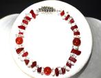 armband van bergkristal en rood agaat 19 cm lang, Ophalen of Verzenden, Nieuw, Overige kleuren, Overige materialen