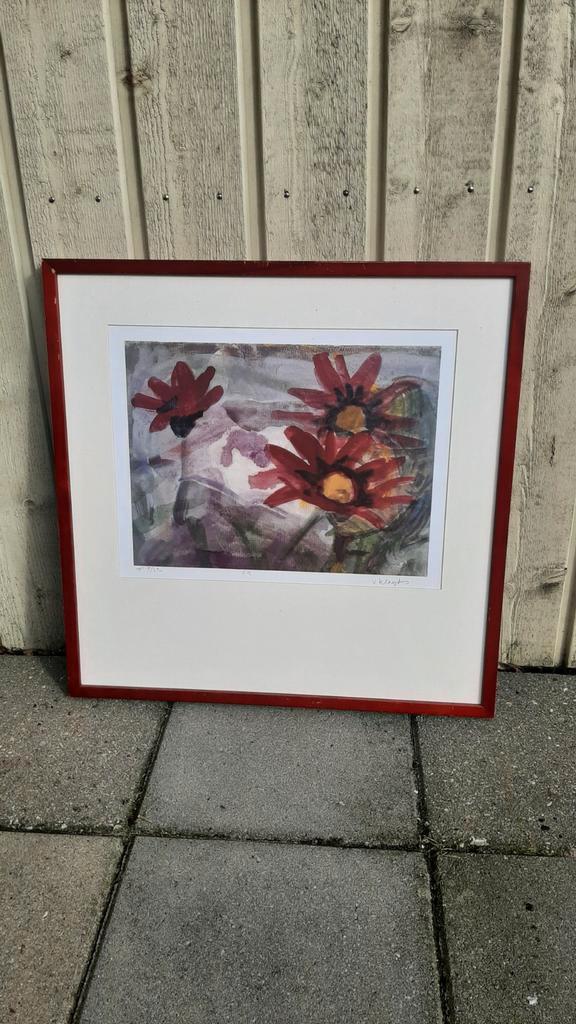 Bloemen in lijst - Viviane Klagsbrun, Antiek en Kunst, Kunst | Tekeningen en Foto's, Ophalen