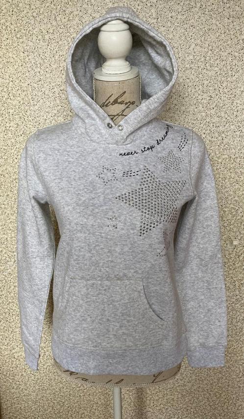 Grijs hoodie sweater & zilver studs mt 158 - 164 H&M NIEUW, Kinderen en Baby's, Kinderkleding | Maat 158, Zo goed als nieuw, Meisje